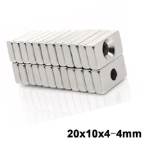 

10pcs Super Strong Block Magnets 20 x 10 x 4mm Hole 4mm Rare Earth Neodymium
