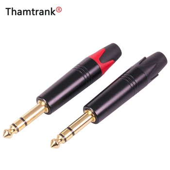 

10Pcs/5Pairs 6.35mm Jack Microphone plug 6.35mm 3 pole Male plug Assembly wire Connector Smoothly plating Audio speaker adapter