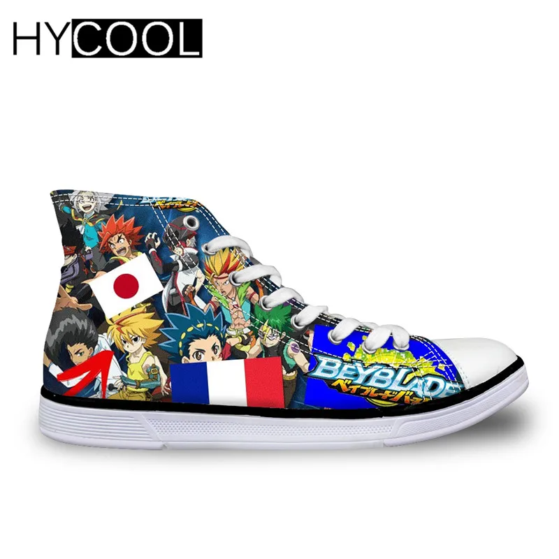 HYCOOL прогулочная обувь аниме Beyblade Burst Evolution Print Высокая парусиновая для прогулок