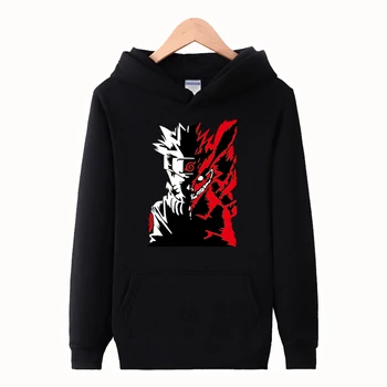 

High-Q Unisex Anime NARUTO Sharingan Hooded Hoodies Pullover jacket NARUTO Uchiha Sasuke Casual Fleece Hoodies coat