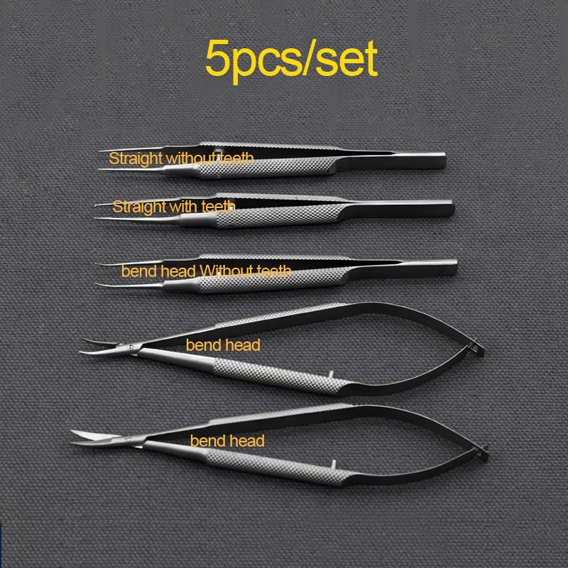 Instrumentos de Aço Ajustados do Suporte da Agulha do Forcep Inoxidável Scissor Instrumentos Oftálmicos 12.5cm 4 Conjunto de instrumentos de aço inoxidável forcepagulha
