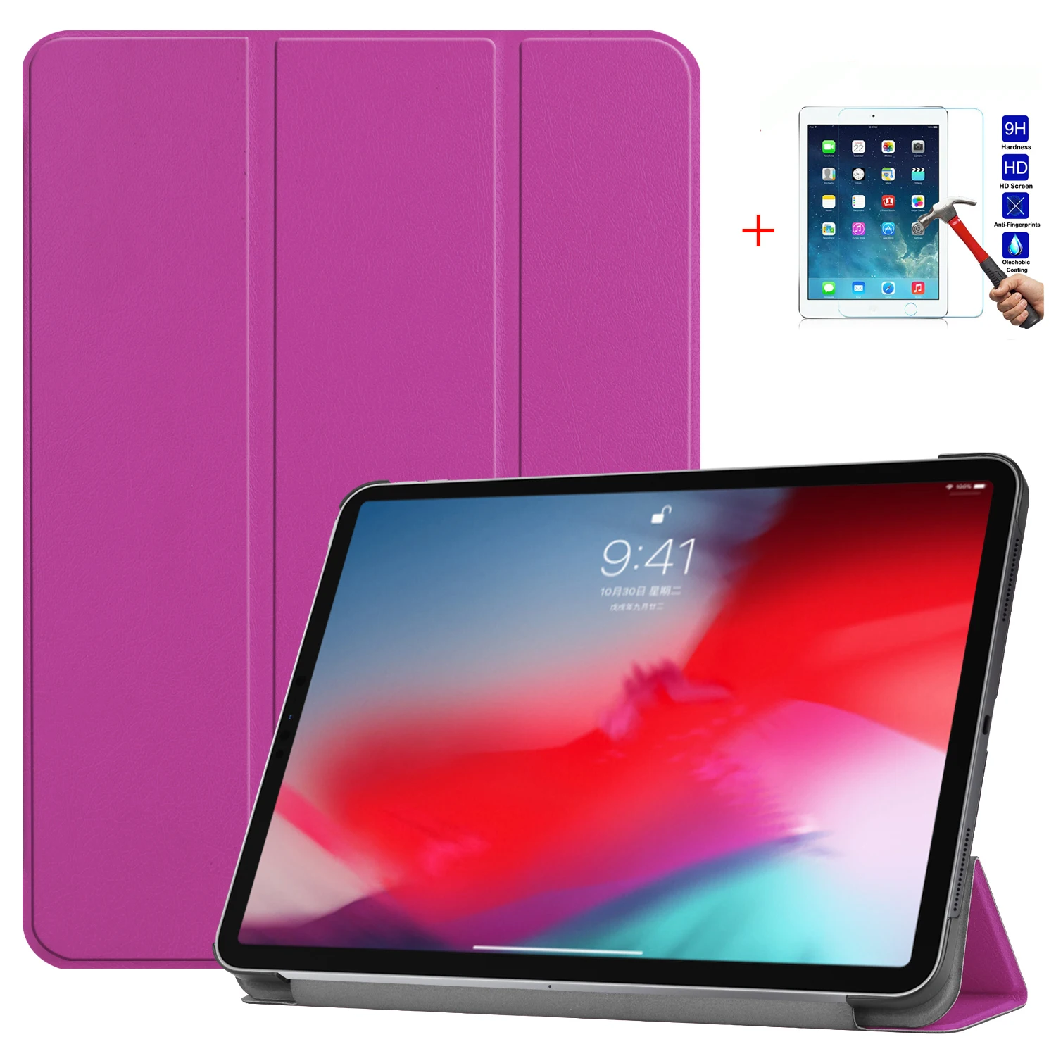 Магнитный чехол для Apple iPad Pro 11 роскошный Ультратонкий чехол из искусственной кожи с подставкой сальто+ стекло+ стилус
