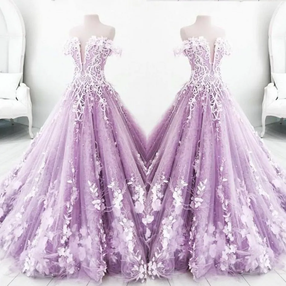 Великолепное вечернее платье сиреневое vestido de festa Винтажное с открытыми плечами длинная аппликация для вечернего платья кружевное пухлый официальный вечерние платья