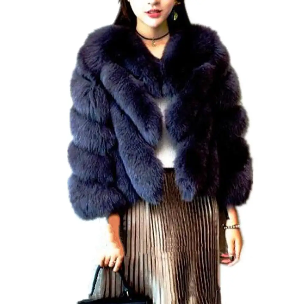 

Women New Fashion Winter Long Sleeve Furry Faux Fur Coat Jacket Warm Office Coat Overcoat Thick Fur Coat Outwear