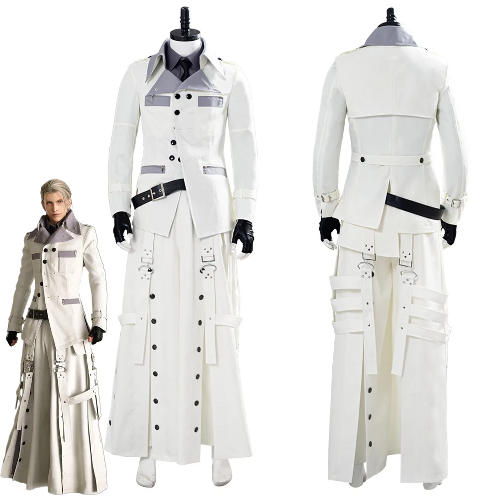 FF VII Rufus Shinra Косплей Костюм для взрослых мужчин белый плащ костюм наряды Хэллоуин