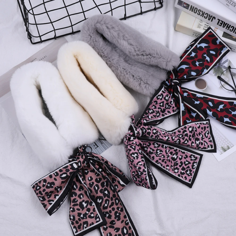 SUPPEV & STTDIO женский Настоящий мех кролика шарф для девочек натуральный мех двусторонний снуд лента зимние тёплые шарфы шейный платок