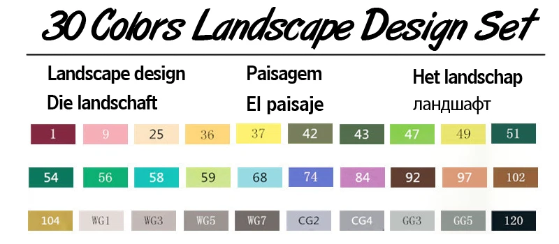 30 Landscape Set TOUCHTEN 30/40/60/80 Цвет набор маркеров для живописи с двумя головками художественный эскиз на спиртовой основе маркеры для анимация дизайн Манга ручка поставок - Цвет: 30 Landscape Set