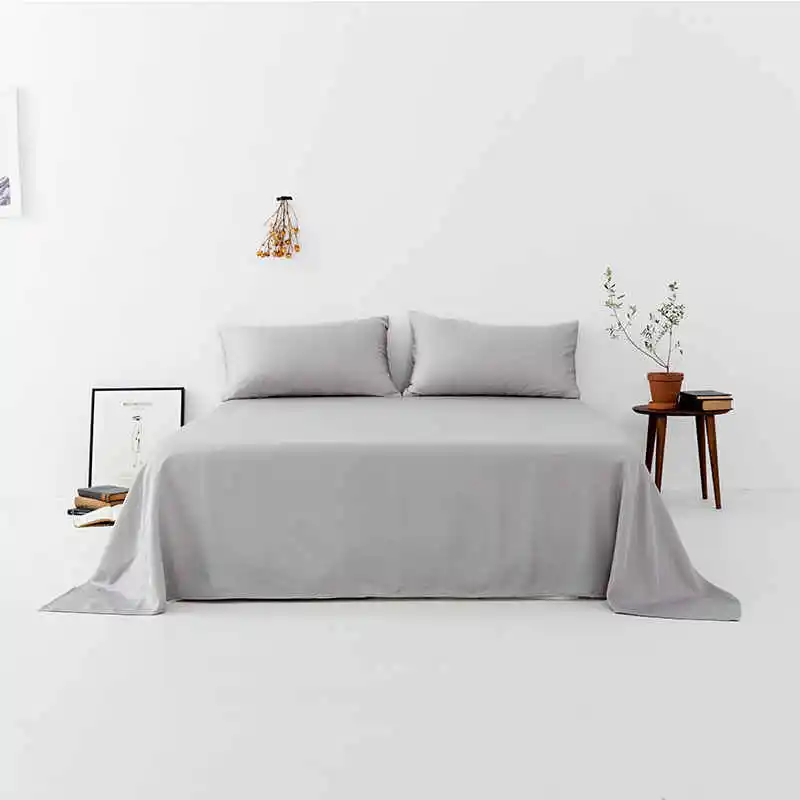 Liv-Esthete Wholesale Luxury Silk Gray Flat Sheet Silky Queen King Bed Sheets Pillowcase For Women Men Kids - Цвет: 003