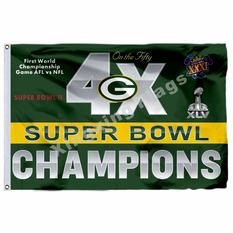 Флаг с логотипом Green Bay Packers, 3ft X 5ft, полиэстер, НФЛ, баннер с логотипом Green Bay Packers, летающий Размер № 4, 90X150 см, пользовательский флаг