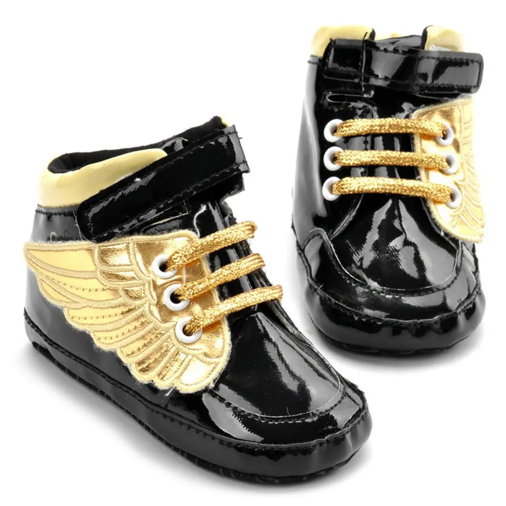 

2017 HOT Baby Boy Girl First Walkers Shoes PU Soft Soled Infant Flying Wing Toddler Booties Angel Wings Booties Shoes