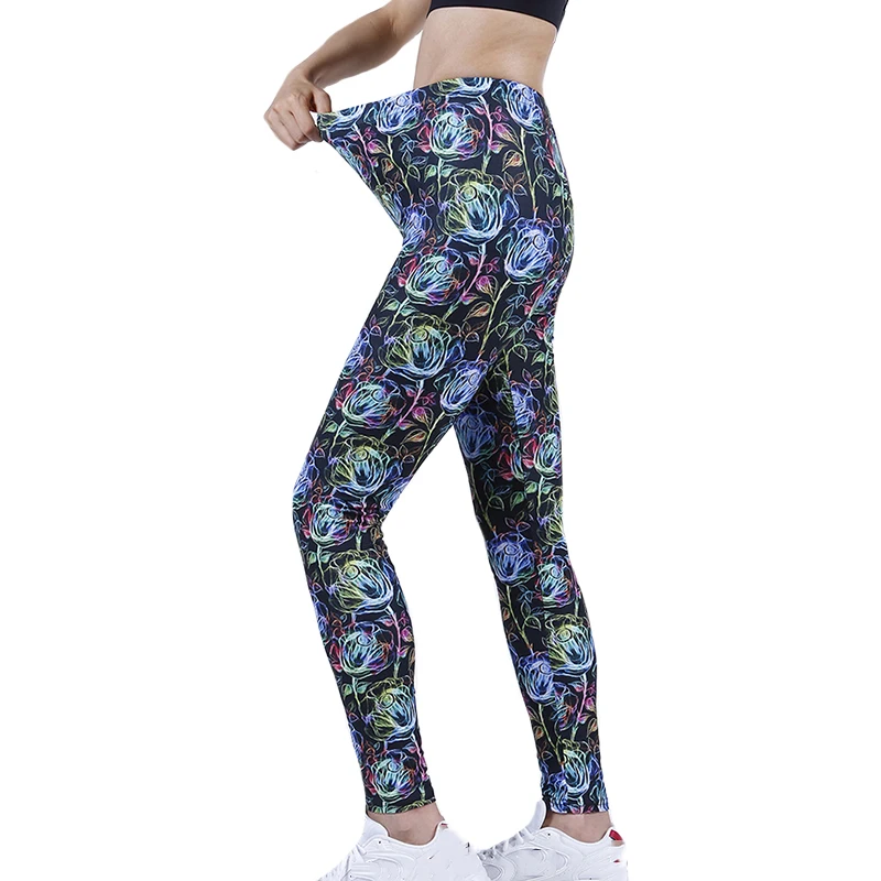 VISNXGI Women Workout Leggings Push Up Fitness High Waist Flower Print Pattern Summer Spring Autumn Pants Ankle-Length Bottom workout leggings