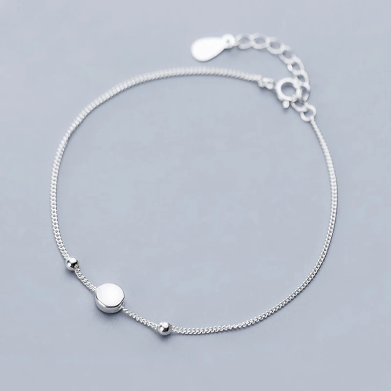 

925 Sterling Silver Bracelet Fashion For Women Jewelry Simple Design Round Charm Hand Chain Gift For Girls Lady Drop Shipping