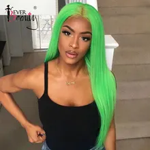 Цветные парики из натуральных волос на кружеве для женщин, бразильский светильник, зеленые парики из натуральных волос