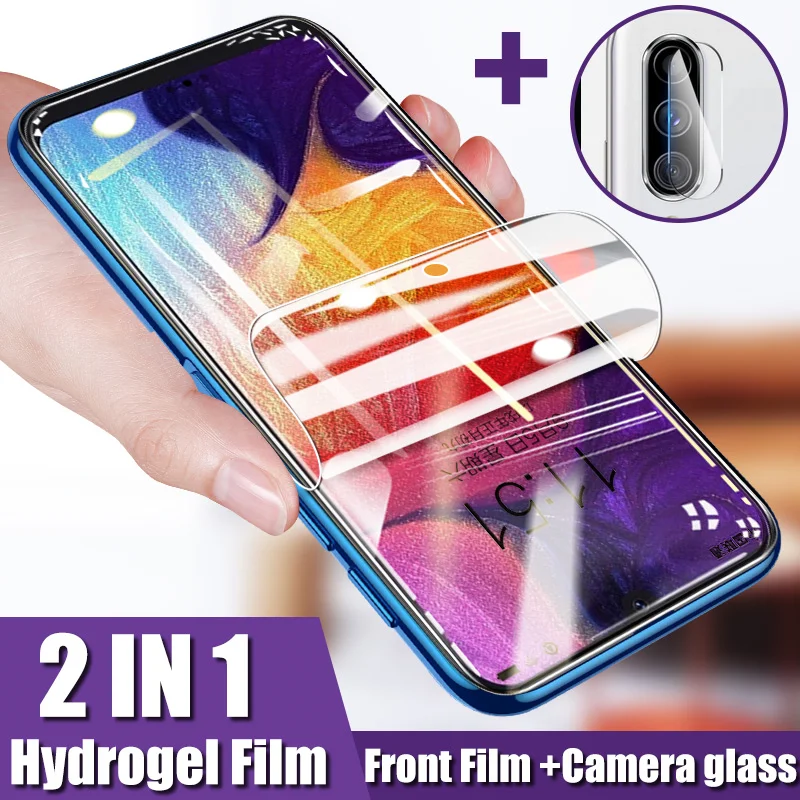 

2 in 1 Camera Lens Screen Protector For Samsung A50 A30 A70 A10 A20 A40 A60 Hydrogel Film For Samsung A20E M10 MA0 M30 A80 A90