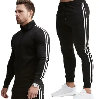 

Sports Outfit For Men 2020 Spring Autumn Fashion Solid Color Hoodie And Long Pants Plus Size Two Piece Sets Mens 2PCS Tracksuit