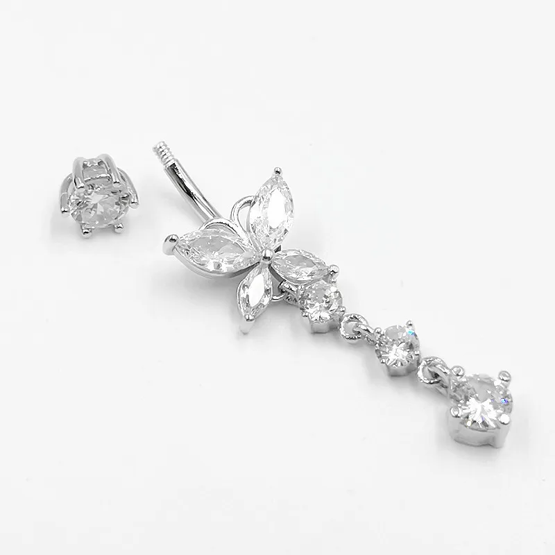 925 sterling silver belly button ring heart cubic zircon navel belly piercing jewelry moissanite belly button piercing