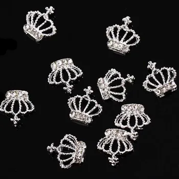 Billige 10 Stücke DIY Party Exquisite Einfach Anzuwenden Professionelle Legierung Strass Glitter Salon Dekorationen Crown Form 3D Nagel Aufkleber