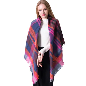 

2020 Winter Square Plaid Pashimina Scarf Women Check Pattern Wool Scarf