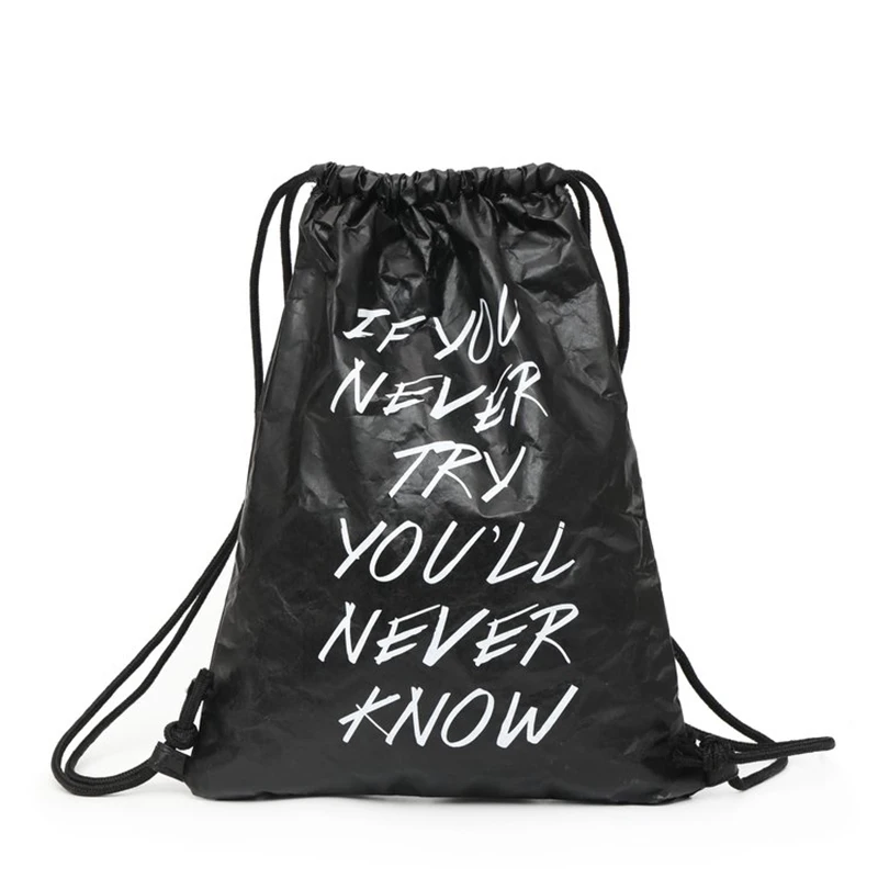 

PUBGS Drawstring Bag Tablet Bag Women 2019 NEW Kraft Paper Bags Simple High-end Washable Tear-resistant Environmental-friendly