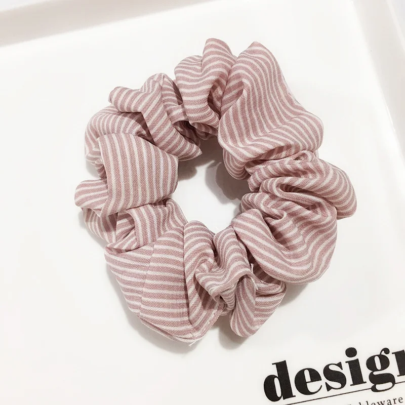 Stripe Pink Модные резинки для волос в горошек в клетку, растягивающаяся повязка на голову, винтажные резинки для волос для женщин и девочек, держатель для конского хвоста, полосатые аксессуары для волос - Цвет: Stripe Pink