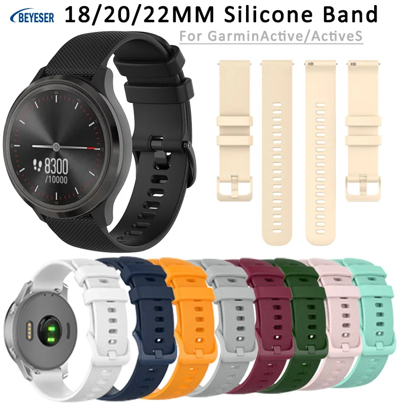 18MM New Silicone Sports Watchband Replacement Bracelet Wristband Suitable For Garmin Vivomove 3S/Vivoactive 4S/Garmin Active S