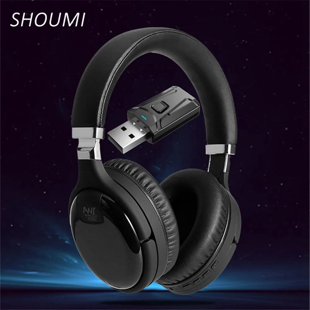 ANC Headphones Bluetooth with 3.5 USB TV Adaptor Active Noise Cancel Wireless Headset Bass Hifi Mic Television Earpiece Adapter