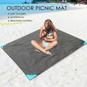 

Travel Rugs +Storage Bag Suit Camping Carpet Picnic Blanket Picnic Mat Nylon Gray + Blue 140*200cm First Aid Beach Mattress