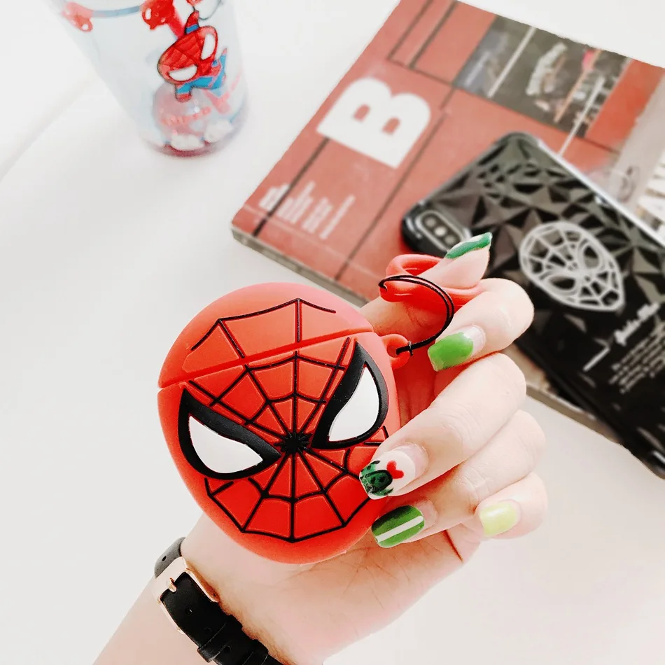 

3D Earphone Case For Airpods 2 Case Silicone Cute Spider Anime Cartoon Headphones Cover For Apple Air pods Case For Earpods ring