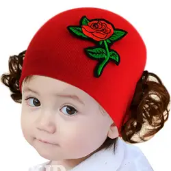 Милый Дети для маленьких девочек с милыми цветами, парик Дизайнерские теплые зимние Кепка головной убор