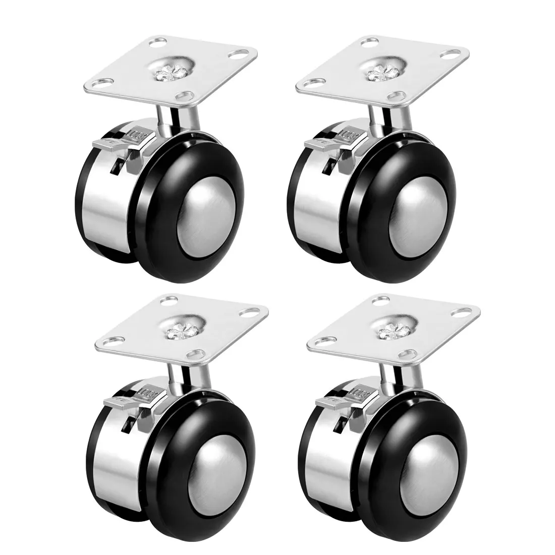 uxcell Office Chair Casters Alloy Plastic 1.5 Inch Twin Wheel,Top Plate