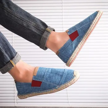 

2020 Hot Sale New Men Hemp Slip-On Fisherman Shoes 2019 Brand New Breathable Espadrilles Flats Solid Moccasins