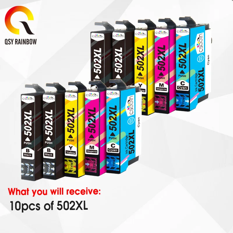QSYRAINBOW 5 шт. 502XL патрон чернил для принтера Epson XP-5100 XP-5105 WF-2860 WF-2865 xp5100 принтер 502 T502XL