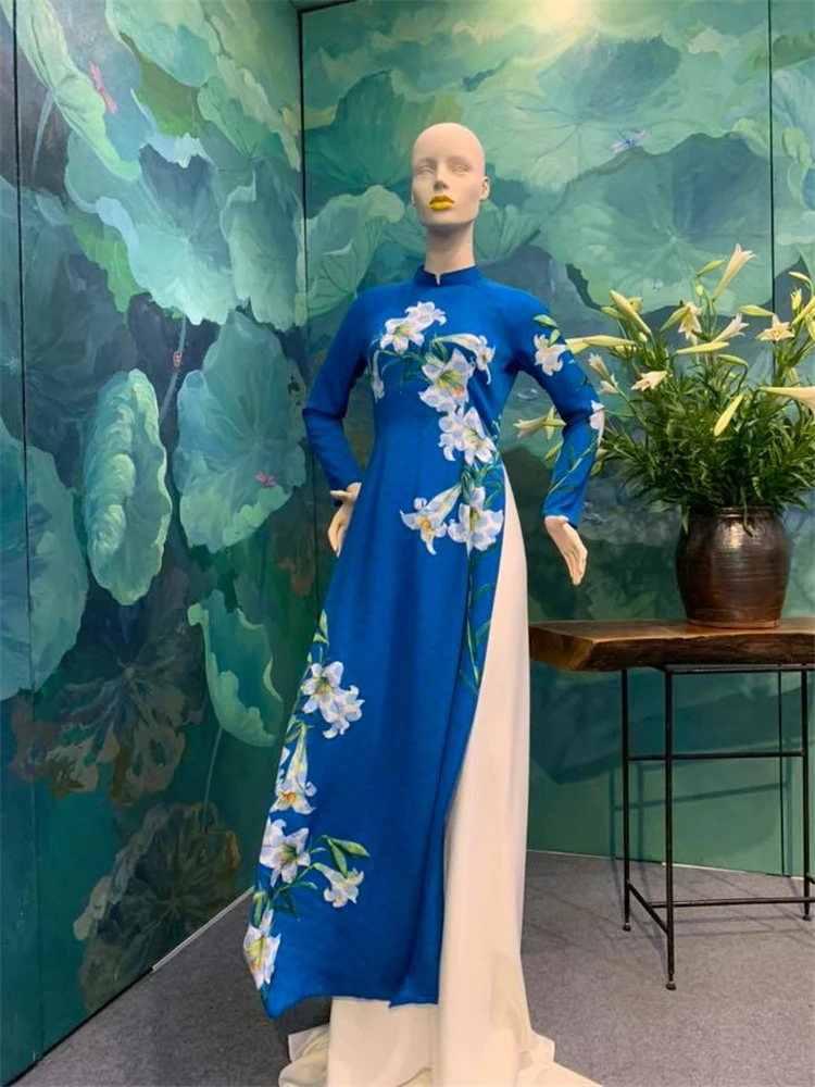 Aodai вьетнамская одежда cheongsam aodai вьетнамское платье традиционное с длинными