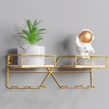 

Wrought Iron Wall Shelf Holder Wall Mount Bathroom Shelf Kitchen Hanging Basket Storage Household Wall Hanging Rack Organizer