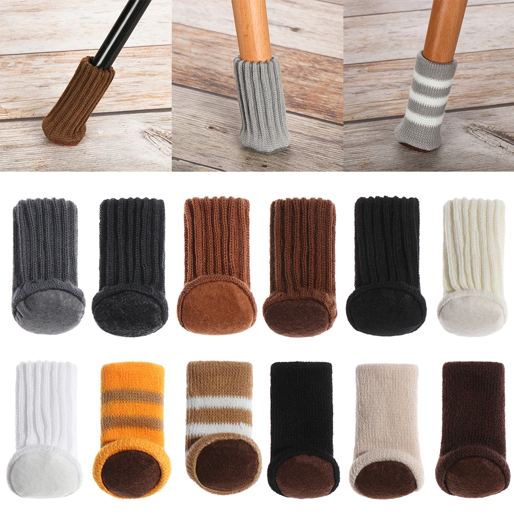 4Pcs/Set Non-Slip Knitted Chair Socks Chair Leg Feet Cover Elastic Leg Tip Pad 