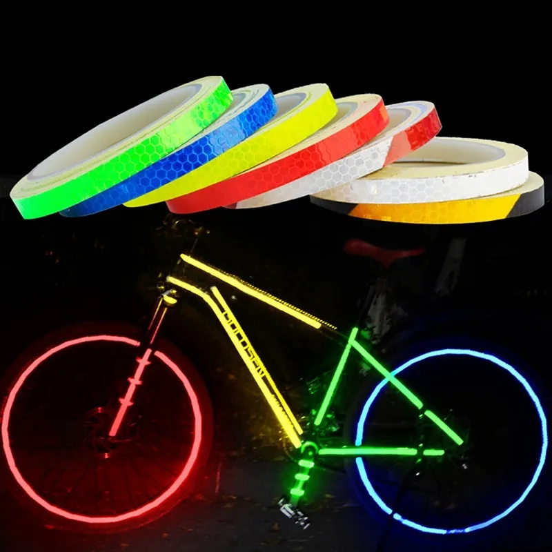 Pegatina reflectante de 1cm x 8m para coche, accesorios de Exterior, adhesivo Protector de coche, cinta reflectora de seguridad para carrocería