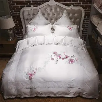 

38 blue pink color Noble Bedding Set king queen size tencel silk soft summer bedclothes floral duvet cover sets bed linen set