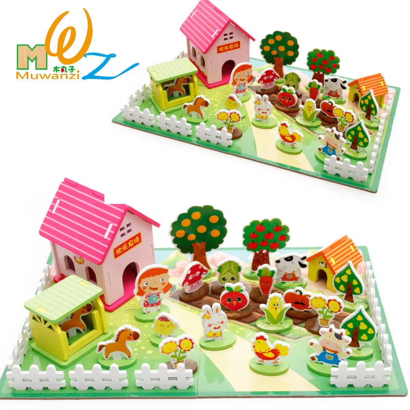 

MWZ 3D Agricultural Animal Field Jigsaw Puzzle Building Blocks Toy Children Early Childhood Cognitive & Vegetable Toy Animals