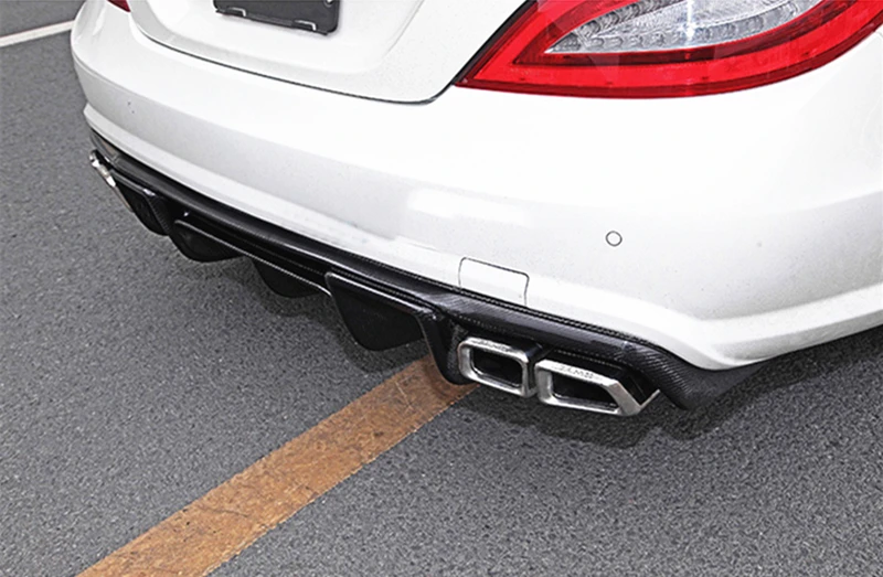 Стиль renntech для benz CLS W218 Настоящее углеродное волокно глянцевый черный диффузор, губа на задний бампер 2012