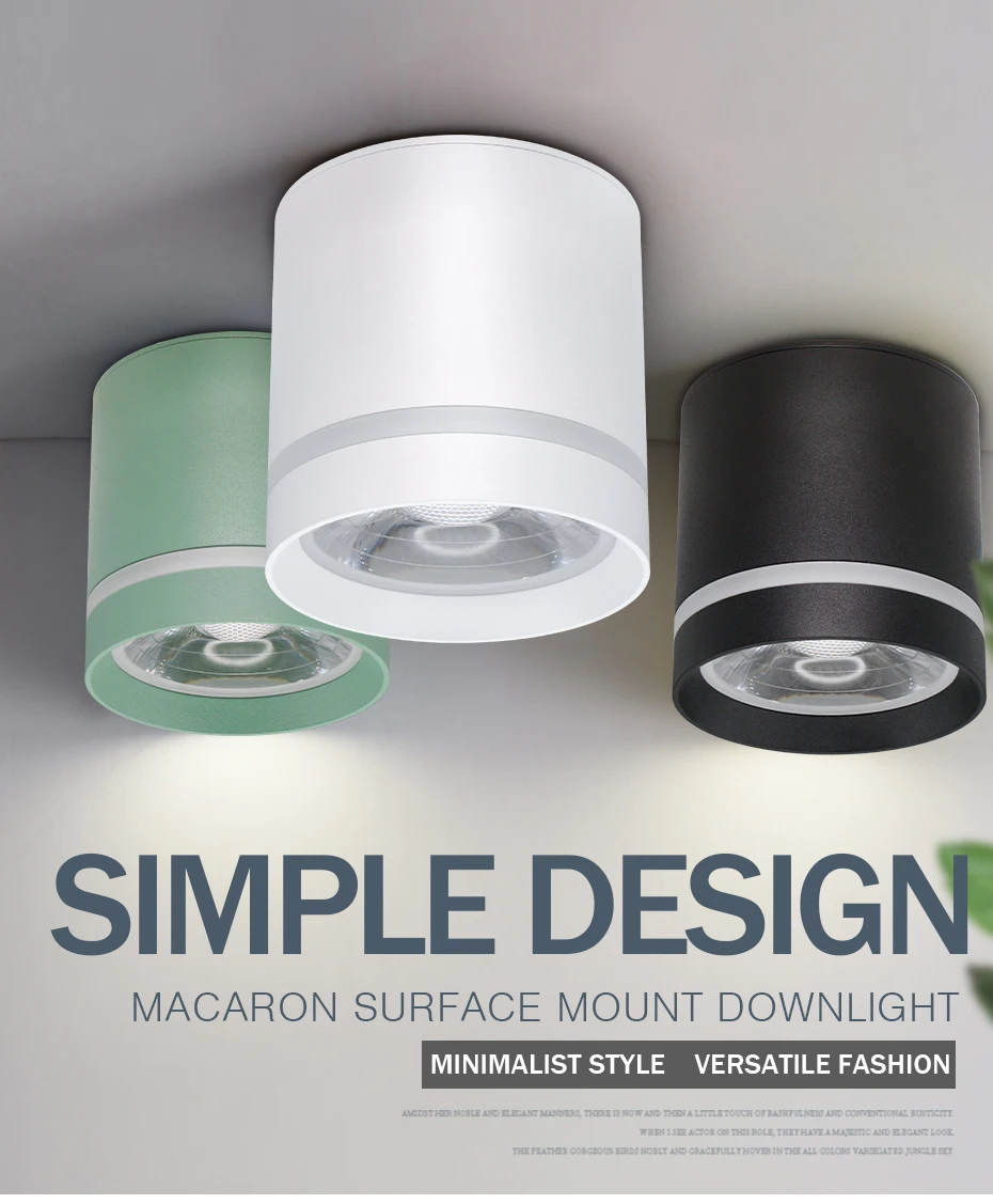 [DBF] Macaroon алюминиевый светодиодный потолочный светильник с регулируемой яркостью, 7 Вт, 10 Вт, 12 Вт, поверхностный монтаж, светодиодный точечный потолочный светильник для бара, кухни, AC85-265V