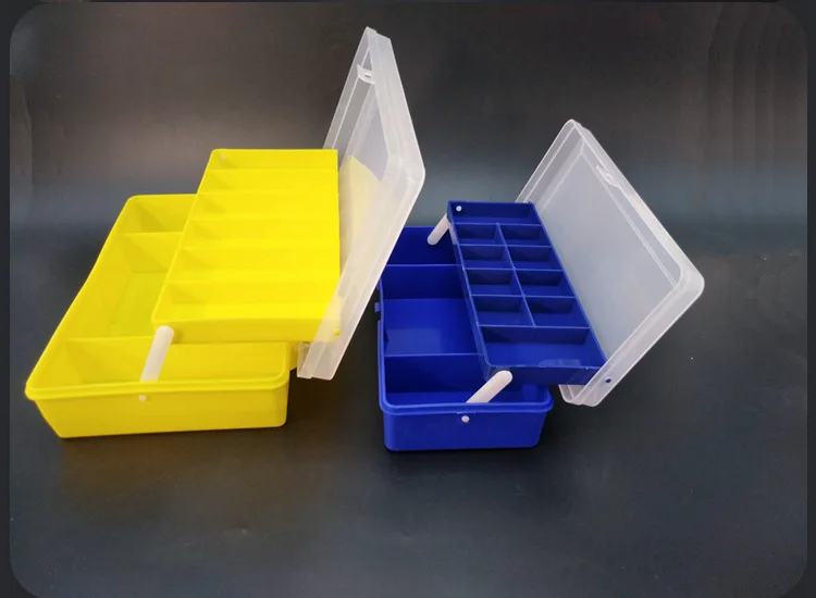 Hebei Cross Border Lure Box Transparent Plastic Double Layer Lure Storage Box Small Folding Bait Fishing Gear Wholesale