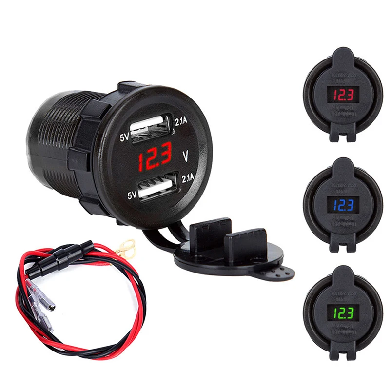 3A Universal Cigarette Lighter Car Charger USB Vehicle DC12V-24V Waterproof Battery Charging Units Dual Socket TSLM1 |