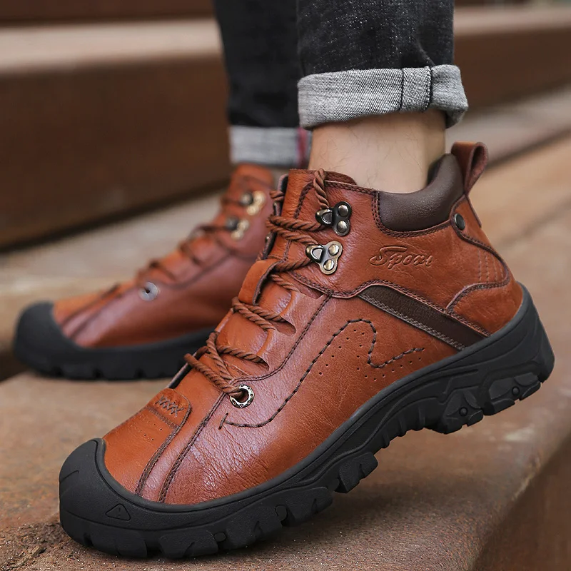 Sneakers Men Genuine Leather Boots High Quality Ankle Spring Autumn And Winter Man Shoes Boot Men's Snow | Обувь