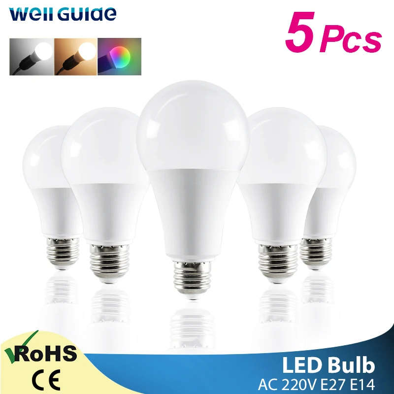 Tanie 1/5 sztuk żarówka LED E14 E27 lampy LED 3W 6W
