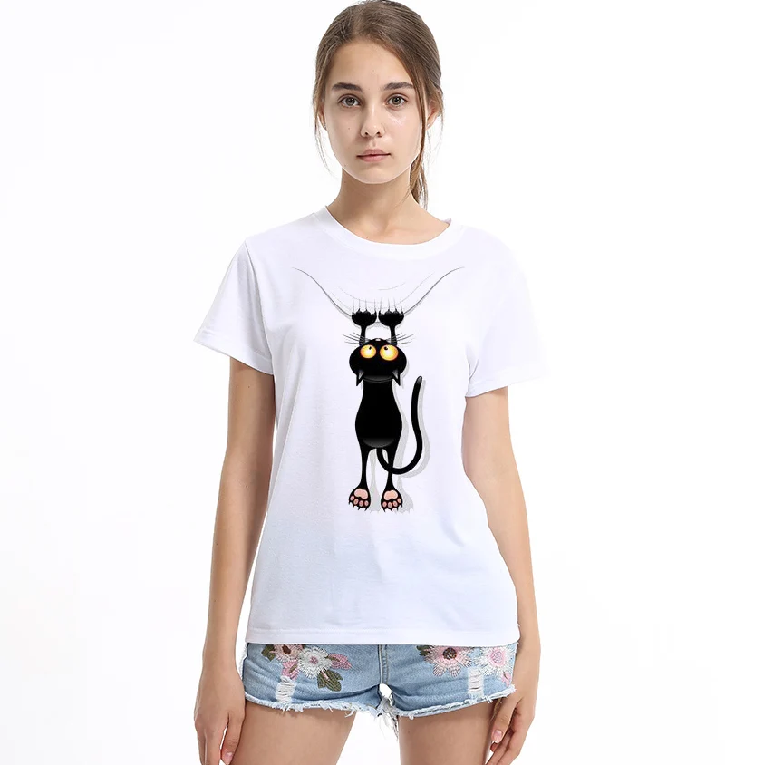 

Hot sale summer naughty black cat 3D T-shirt women lovely cartoon shirts Good quality original brand tees casual tops