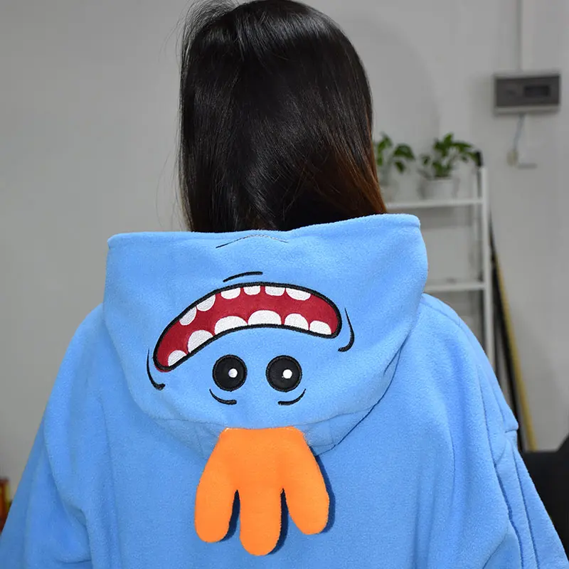 Unisex Mr Meeseeks Onesie - Funny Kigurumi Cartoon Pajamas with Zipper for Women - Polar Fleece Rick and Morty Meeseeks Jumpsuit Sleepwear image 6