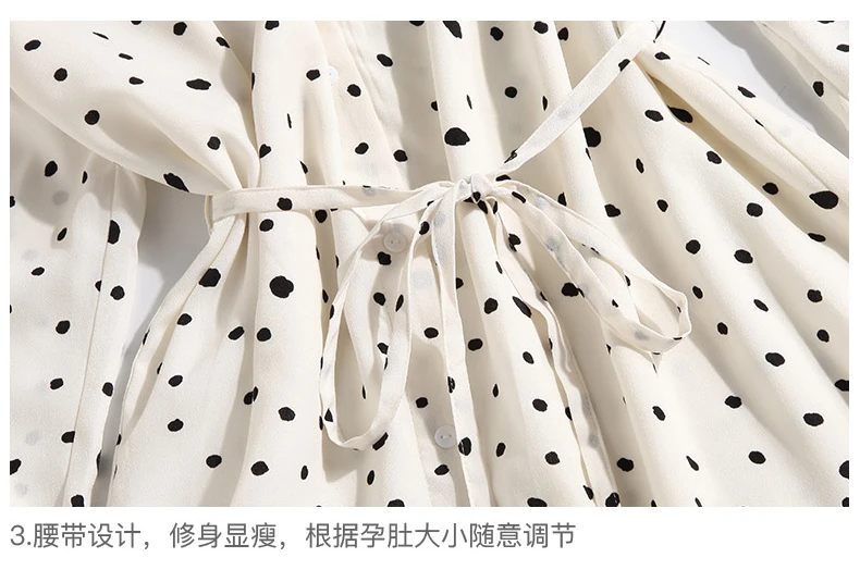 Новые осенние платья в горошек для грудного вскармливания Одежда для беременных женская пижама для беременных платье для кормящих Прямая