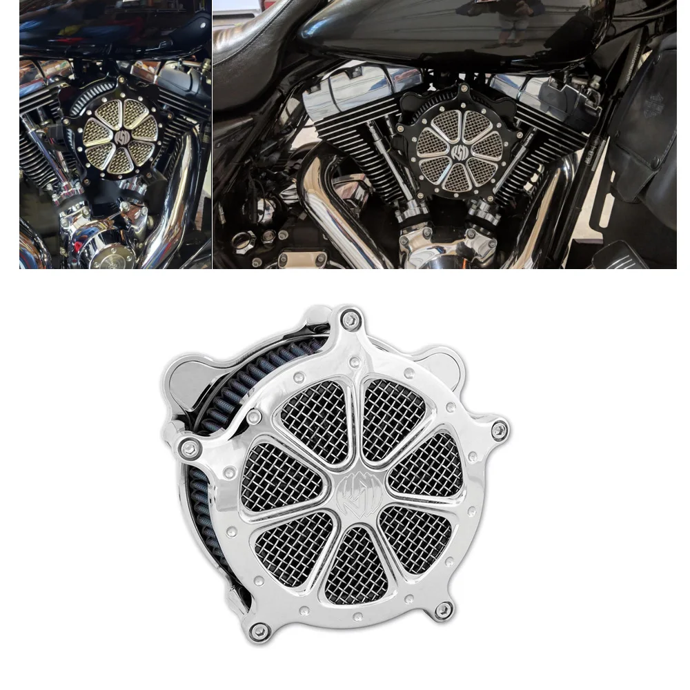 Moto Blu Air Filter Cleaner Di Aspirazione Tutti Chrome Per Harley Touring Street Glide Road King Electra Glide 2020 Softail 2020