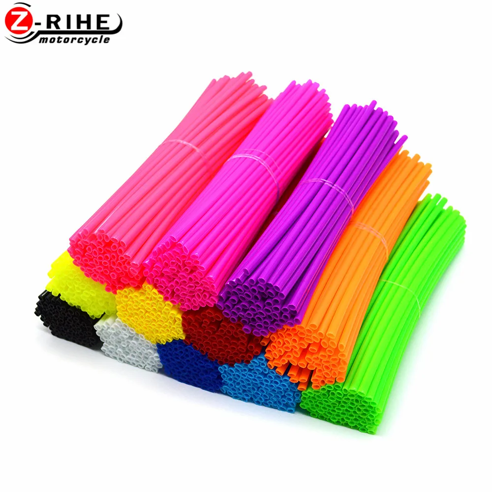 72Pcs Motorcycle Dirt Bike Wheel Rim Spoke Skins Wrap Decor Protector Kit for KAWASAKI KLX250 KLX450R KLR650 SR KX KX KD KDX