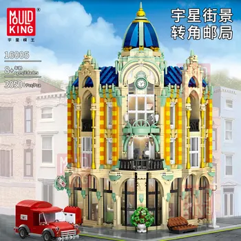 

MOC Street View Creative Series Model Building Blocks Fit Lepining 10182 City Street Post Office Corner Bricks Toys For Children